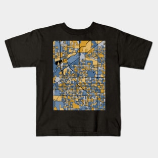 Lincoln Map Pattern in Blue & Gold Kids T-Shirt